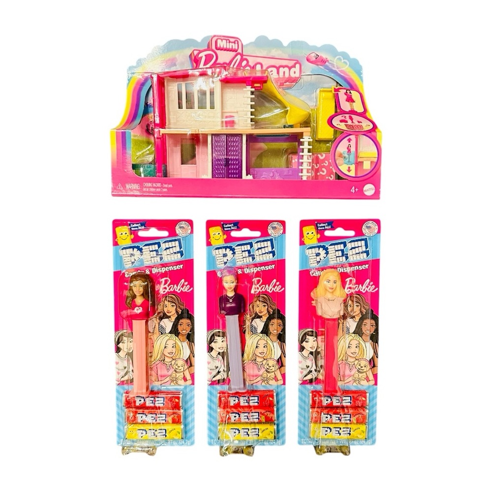 NWT Mini Barbieland Barbie Dreamhouse and Barbie PEZ Dispenser Candy Set of 3